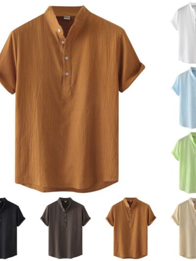 Cotton Linen Shirt Men