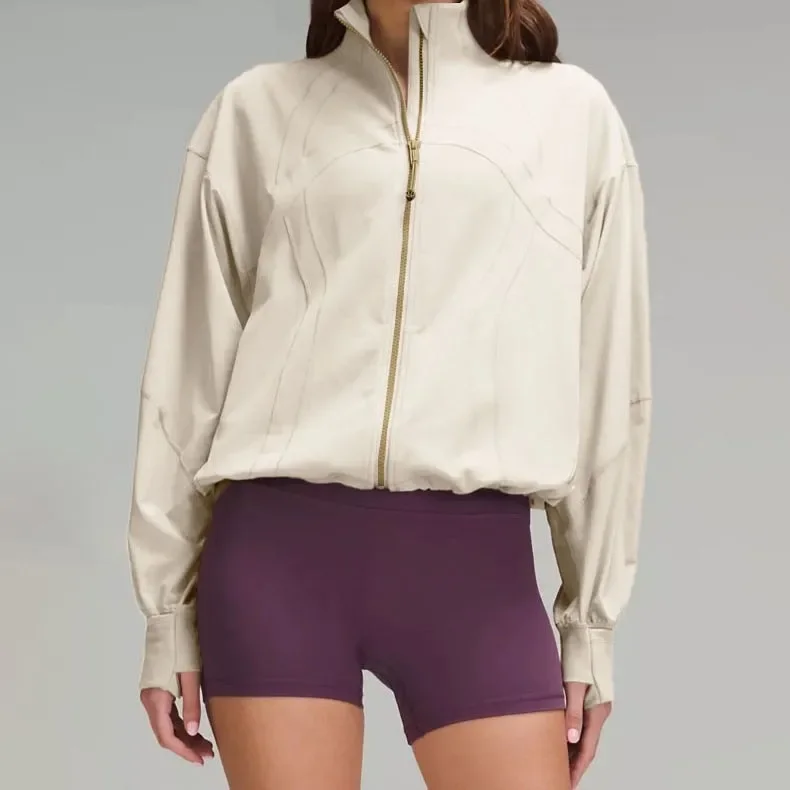 Loose-Fit Fashionable Stand Collar Batwing Sleeve Top