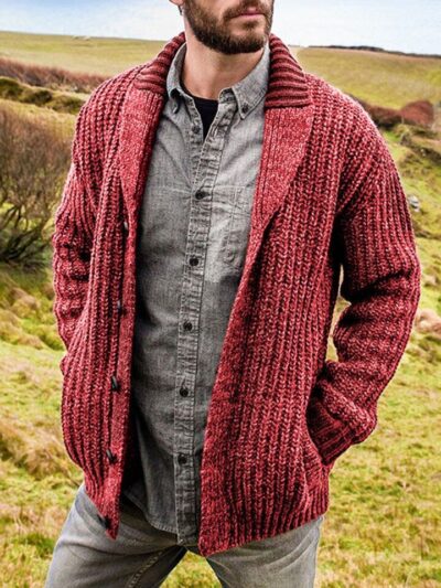 Mens Cable Knit Cardigan