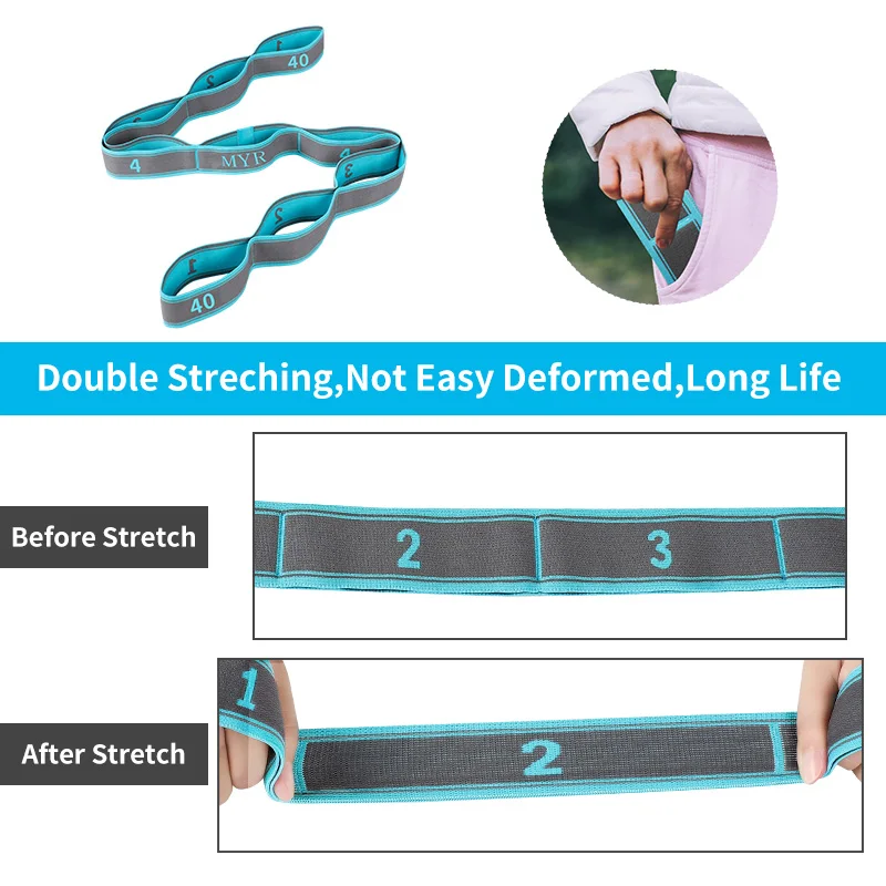 Elastic Yoga Stretching Strap with Loops - Image 3