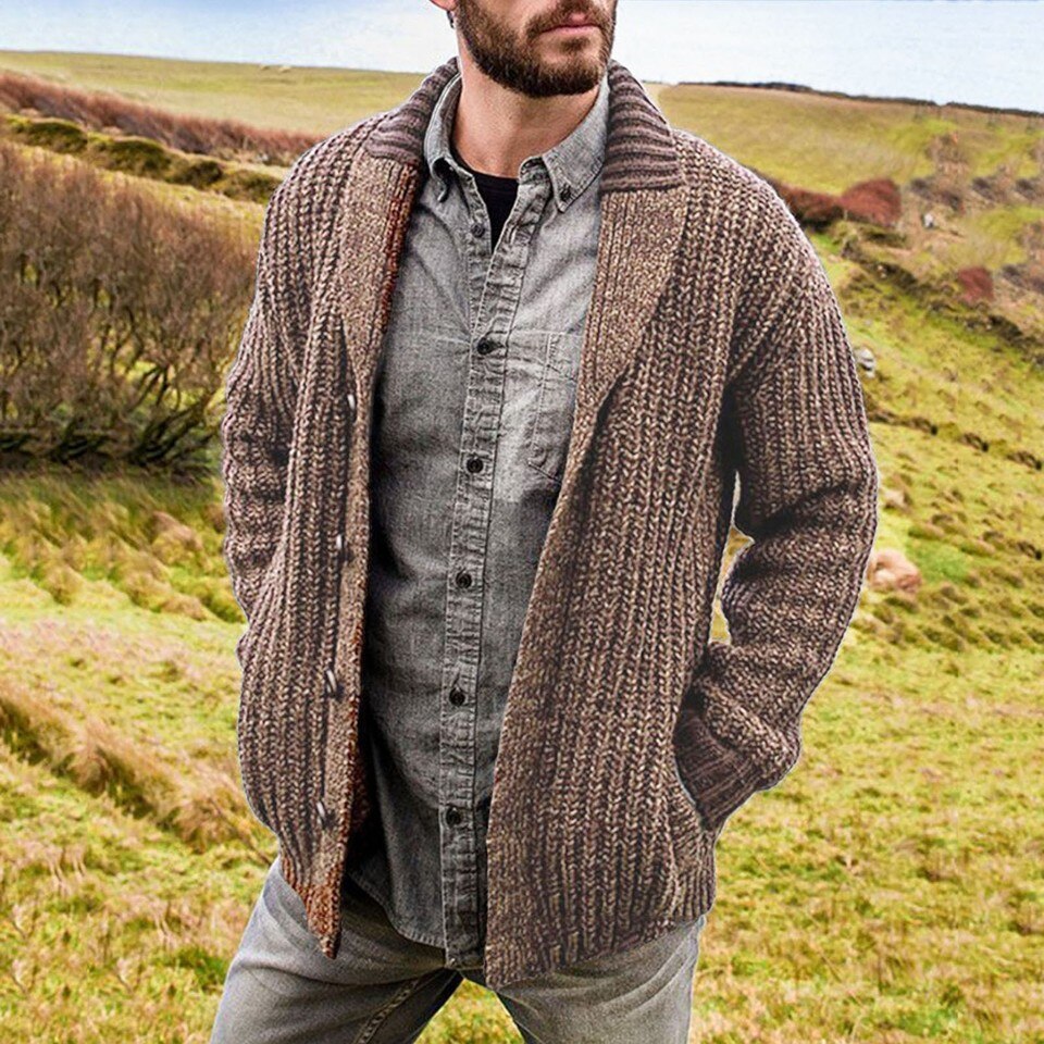 Mens Cable Knit Cardigan - Image 3