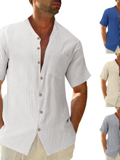 Single Breasted Cotton Linen Shirt