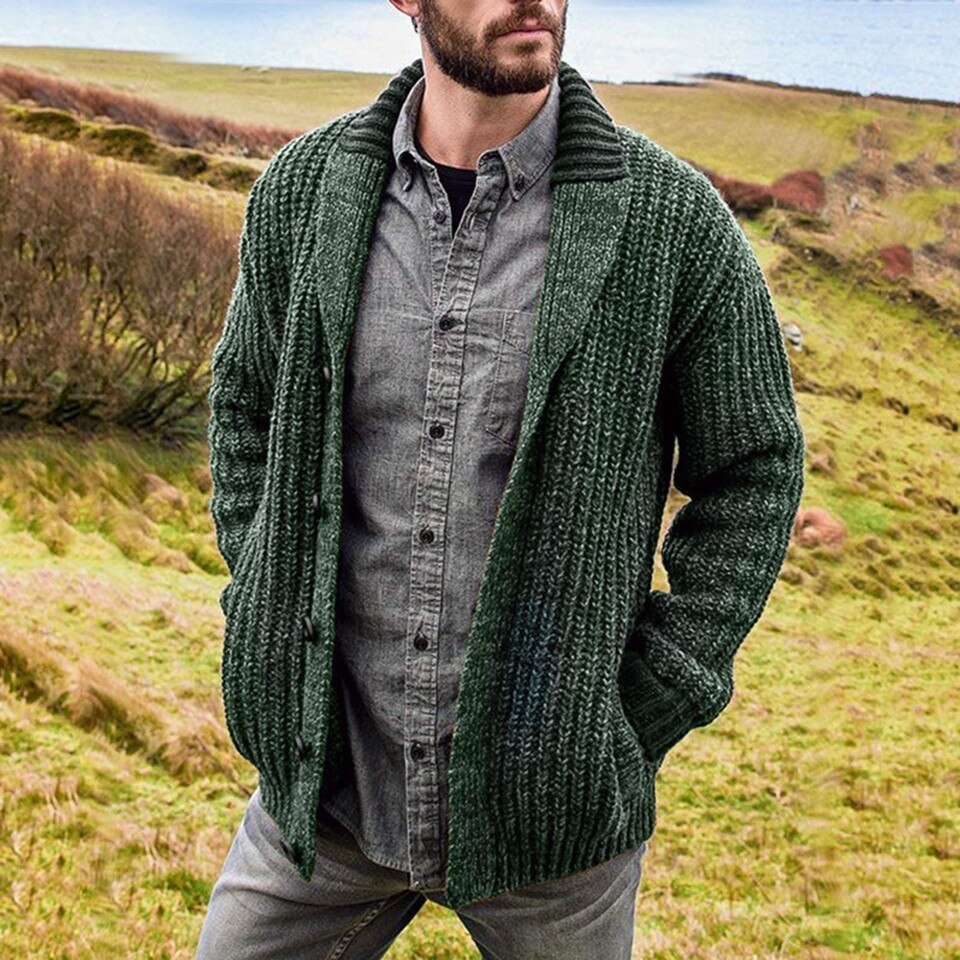 Mens Cable Knit Cardigan - Image 7