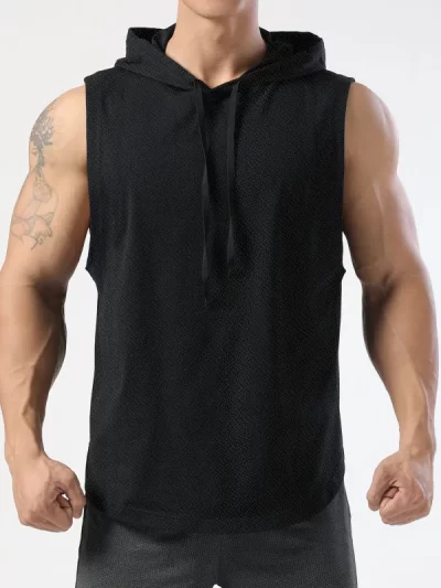 Black Hooded Tank Top