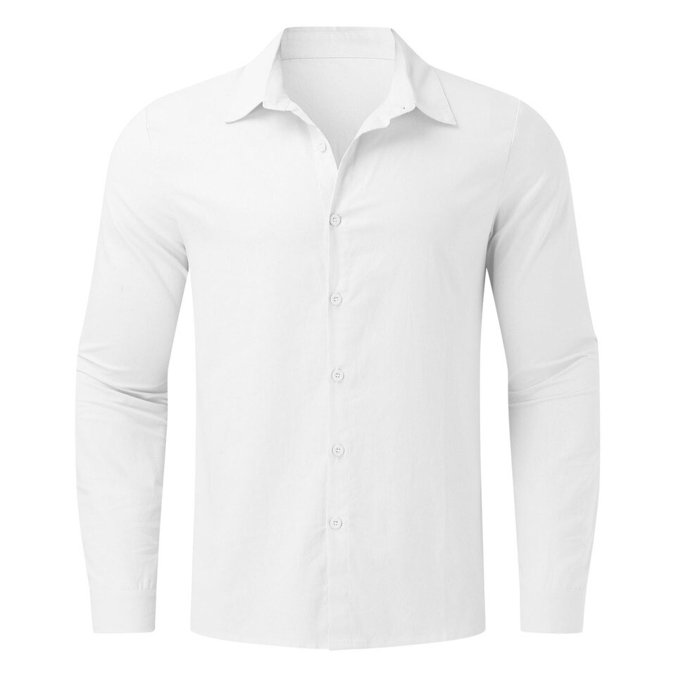 Long Sleeves Men Casual Cotton Linen Shirt - Image 2