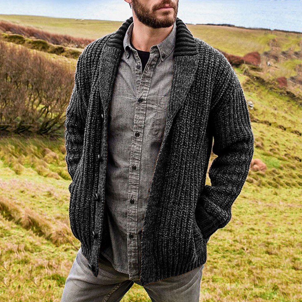 Mens Cable Knit Cardigan - Image 9