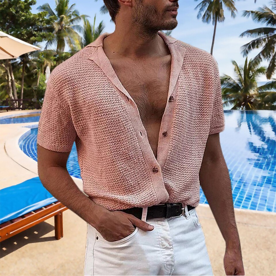 Gentleman Solid Knitted Cardigan Shirts - Image 7